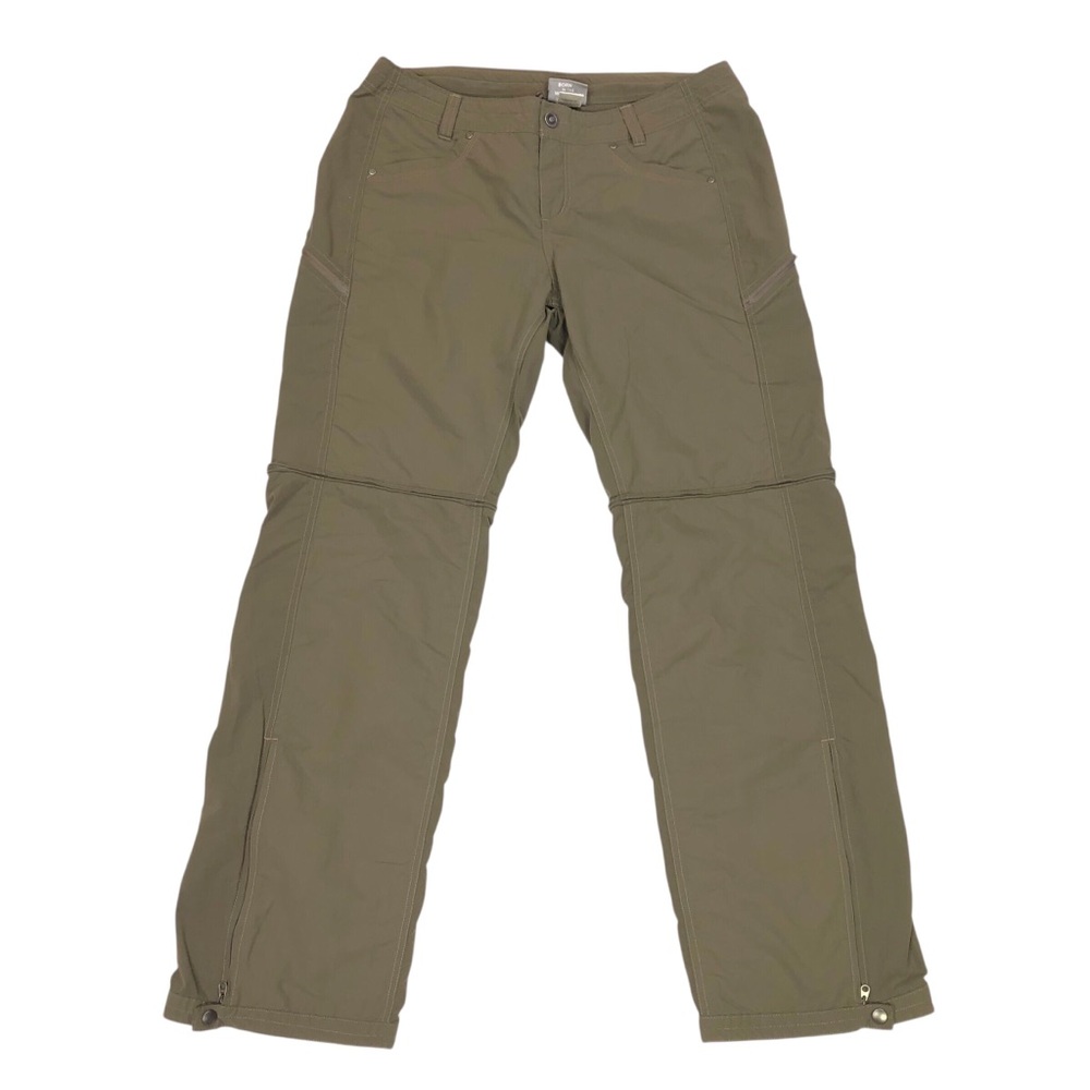 Kuhl Women's Cargo Hiking Convertible Pants Size 14 Green 32" Inseam Ankle Zip